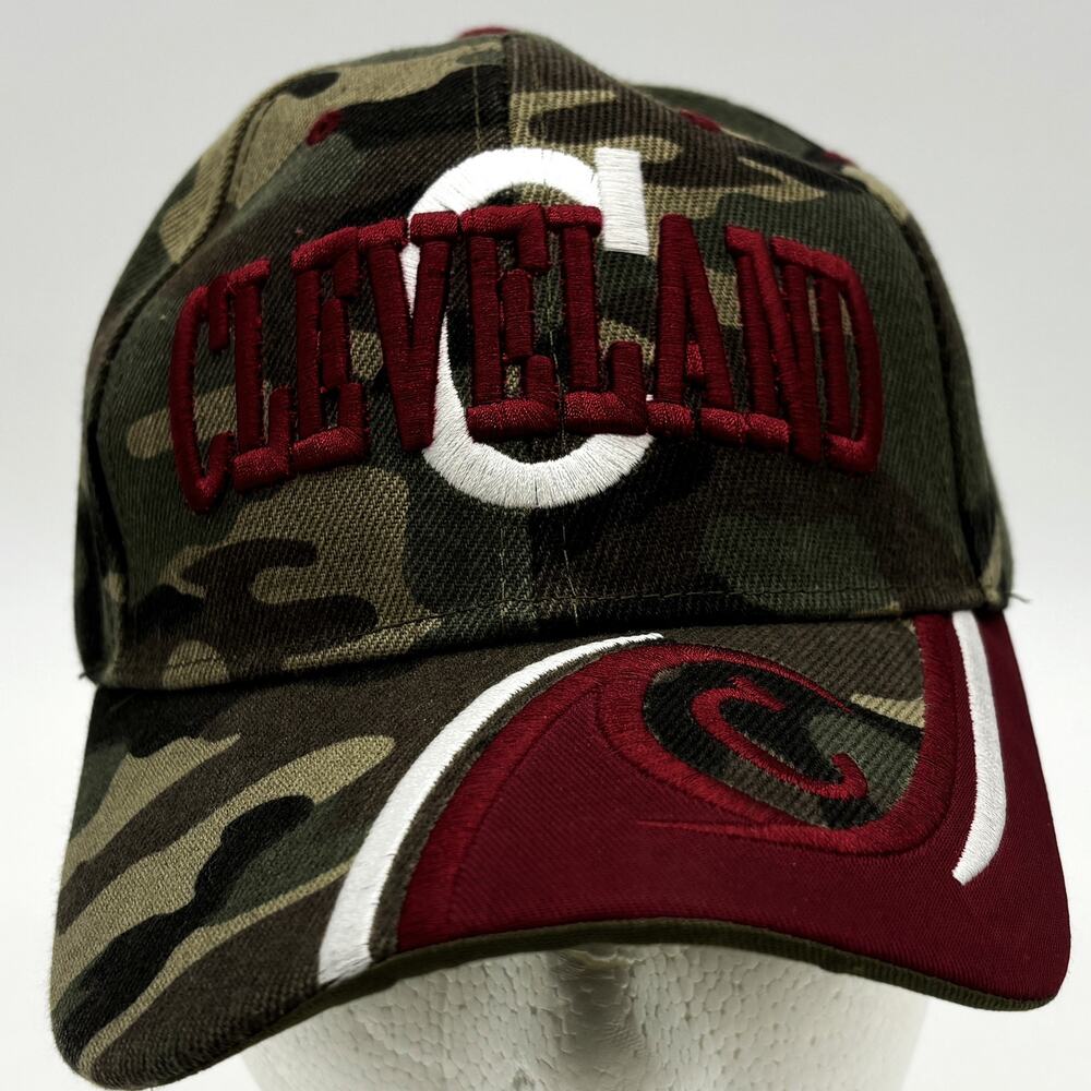 Cleveland C-Town Camo Baseball Hat Wine Lettering Streetwear 216 Casual Cavs Cap